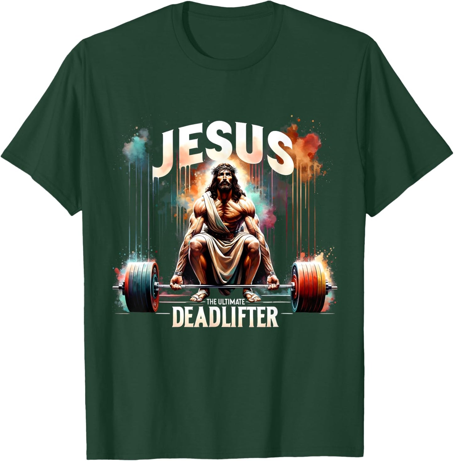 Jesus The Ultimate Deadlifter Retro Christian Jesus Workout T-Shirt - T-Shirt | Forest