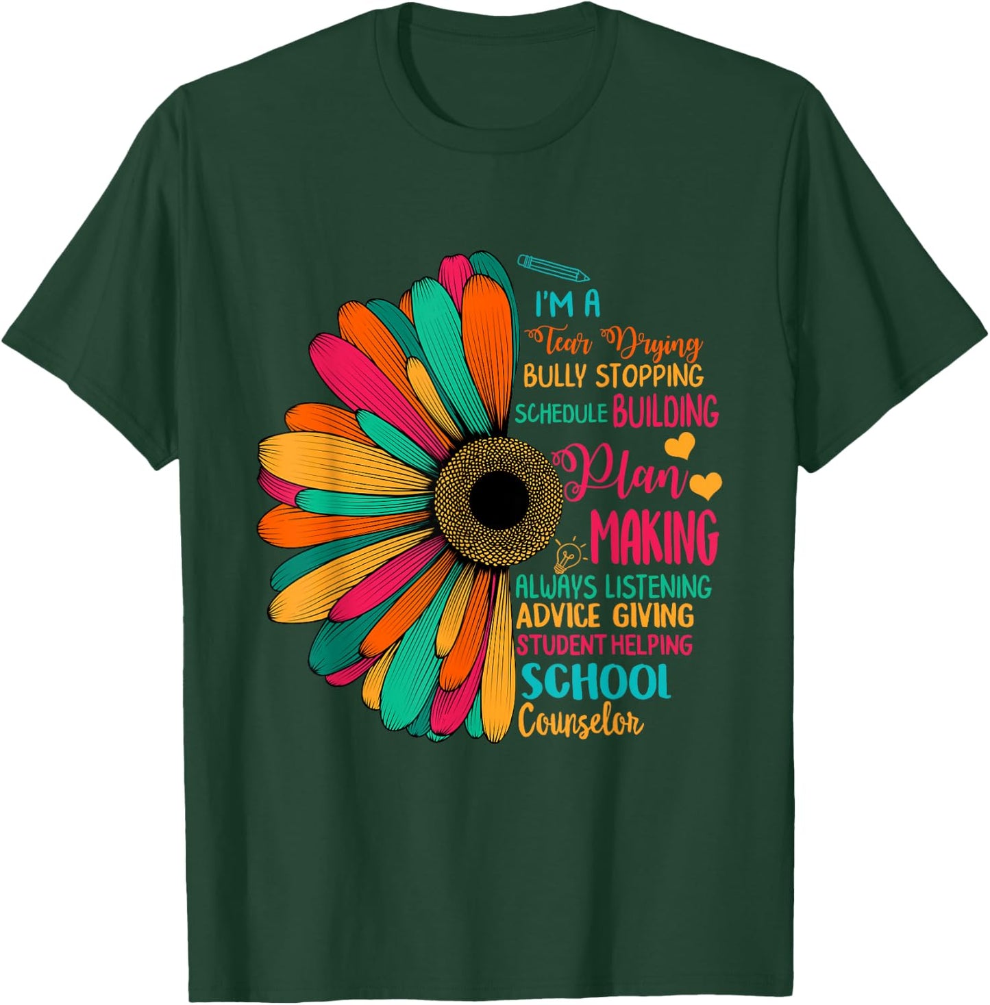 School Counselor National School Counseling Week Teacher Men Women Girls Kids T-Shirt - T-Shirt | Forest