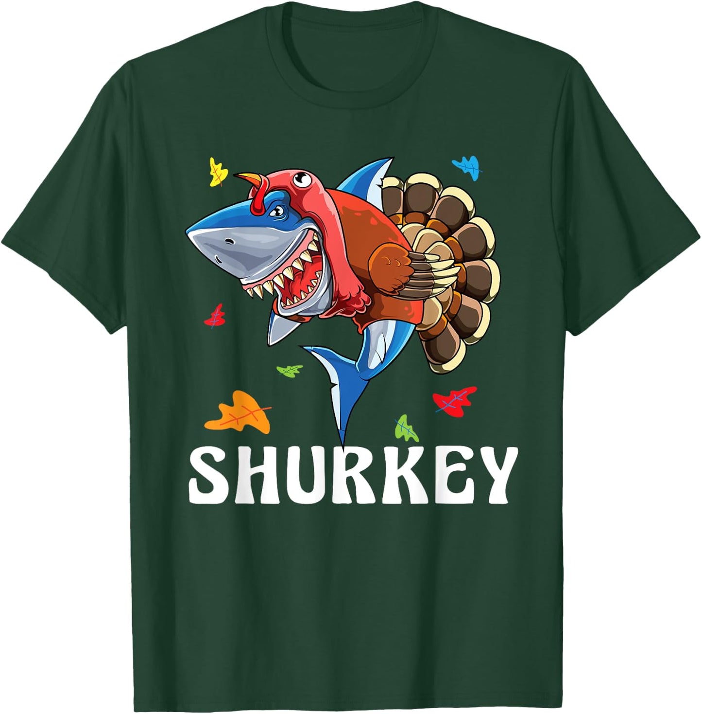 Boy Thanksgiving Shark Lover Cute Boys Turkey Day Funny Kids T-Shirt - T-Shirt | Forest