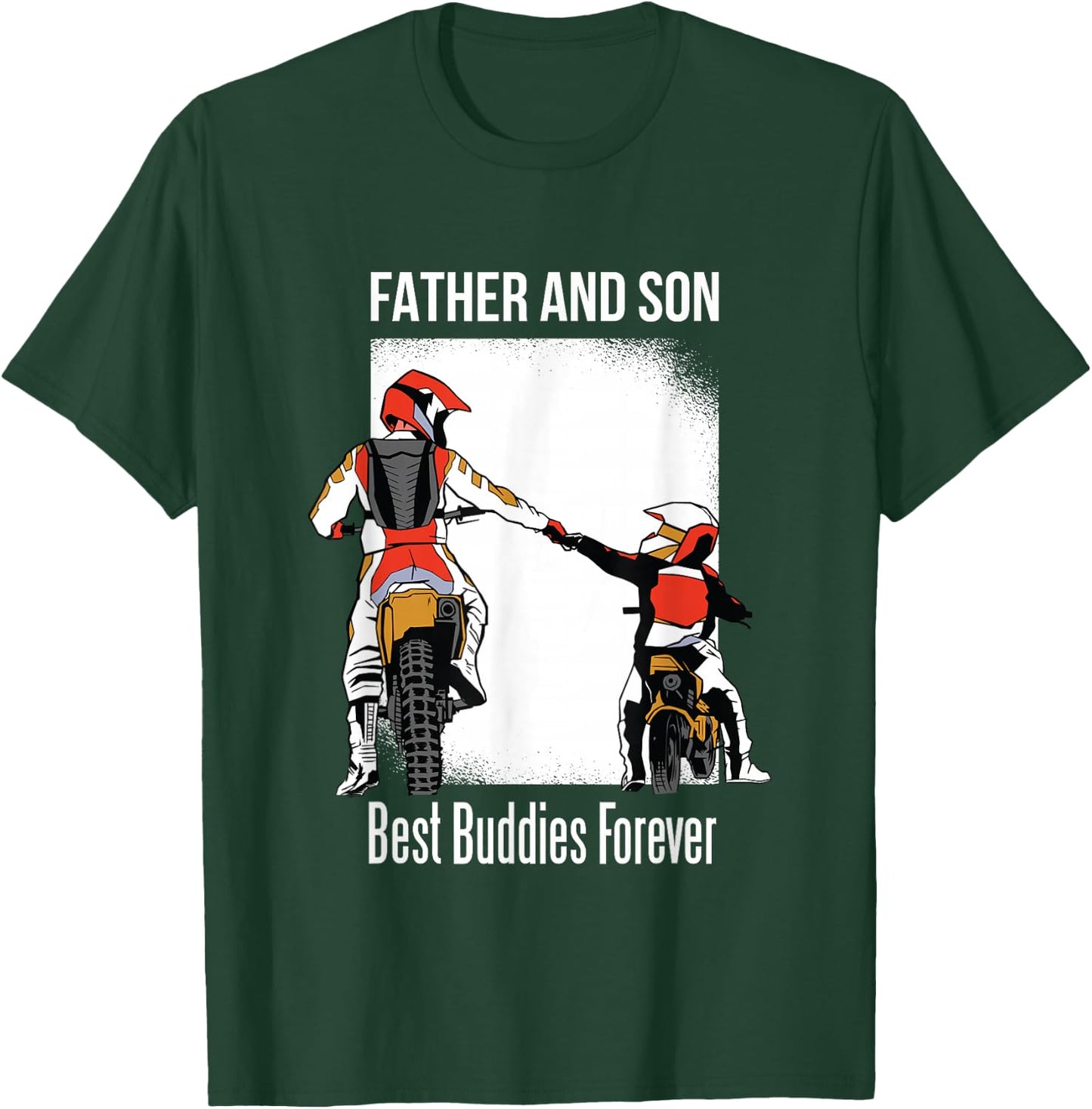 Father's Day Dirt Bike Riding Father and Son Best Buddies T-Shirt - T-Shirt | Forest