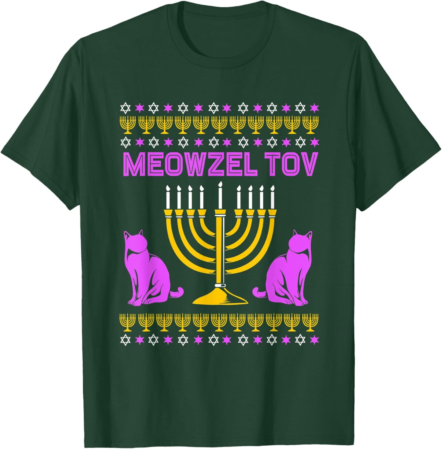 Hanukkah Cat Menorahs For Chanukah Meowzel Tov T-Shirt - T-Shirt | Forest