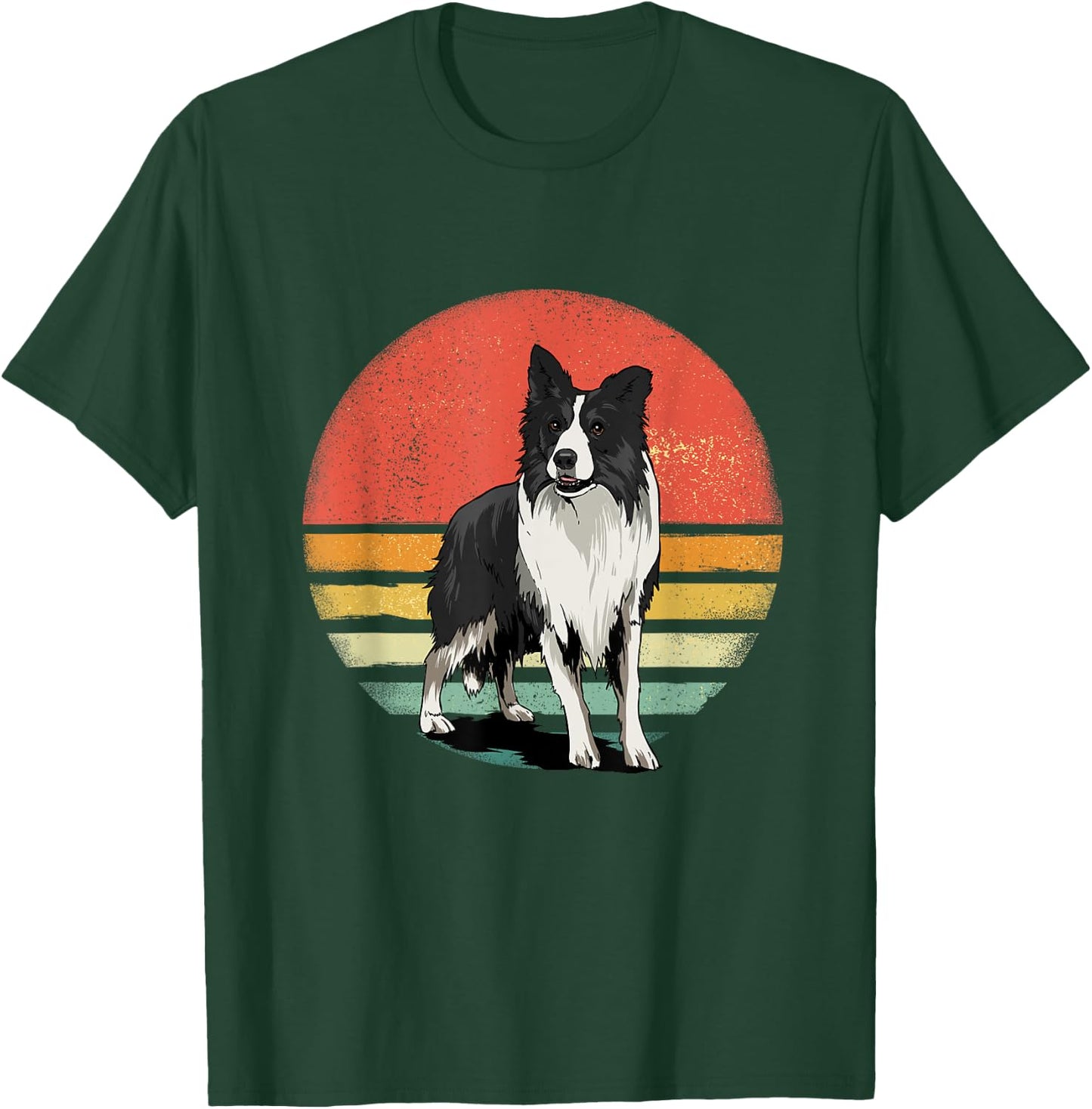 Border Collie Shirt Retro Border Collie Dog Pet Collie Lover T-Shirt - T-Shirt | Forest