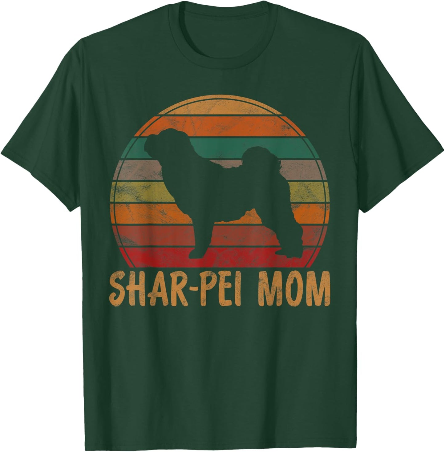 Retro Shar-Pei Mom Gift Sharpei Dog Owner Mother Pet Mama Women Girls Kids T-Shirt - T-Shirt | Forest