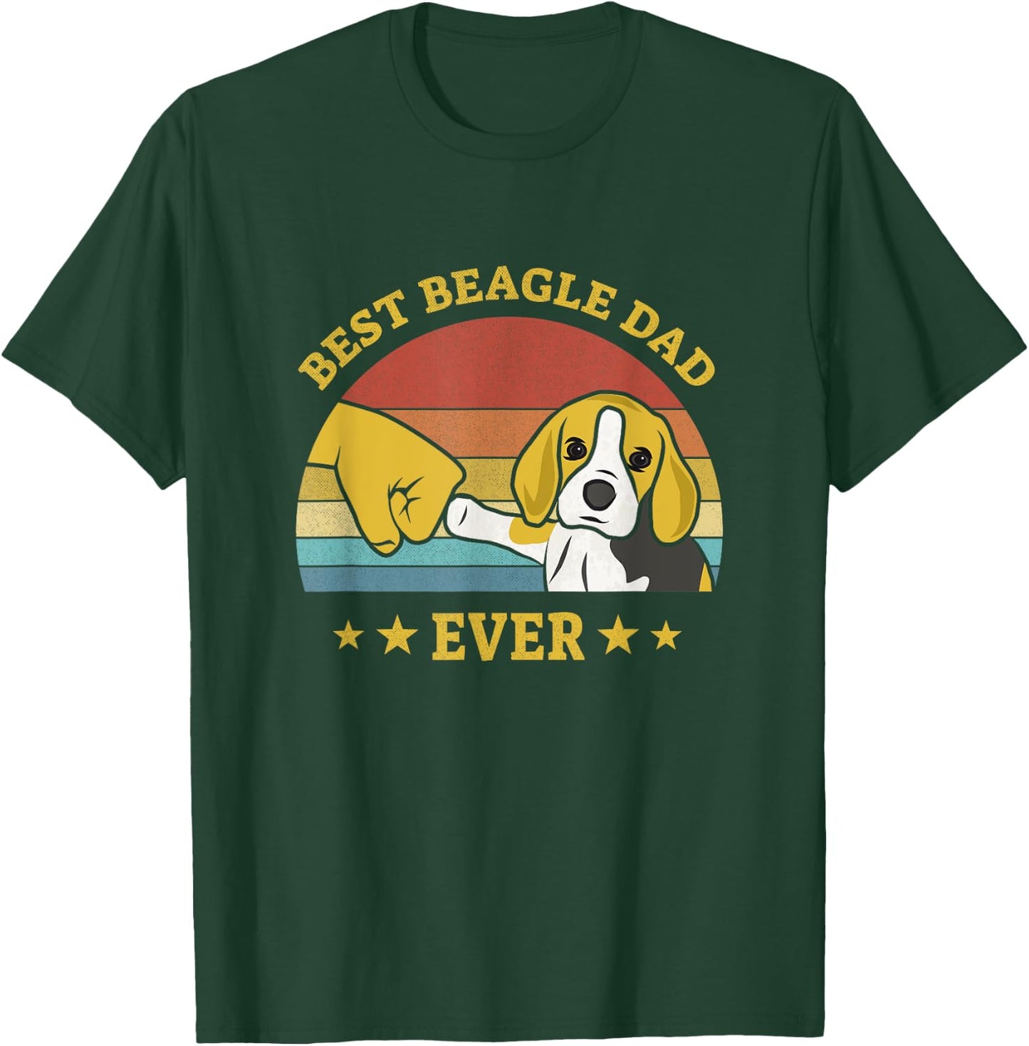 Cute Best Beagle Dad Ever Vintage Puppy Lover Retro Design T-Shirt - T-Shirt | Forest