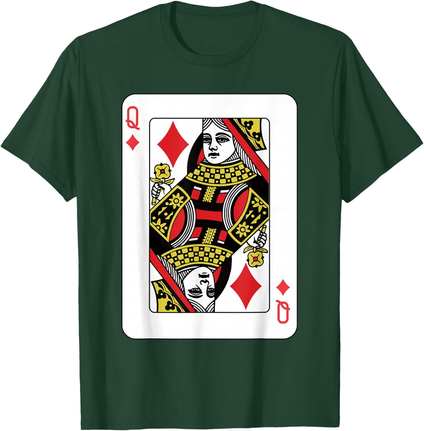 Queen of Diamonds Playing Card Poker T-Shirt - T-Shirt | Forest
