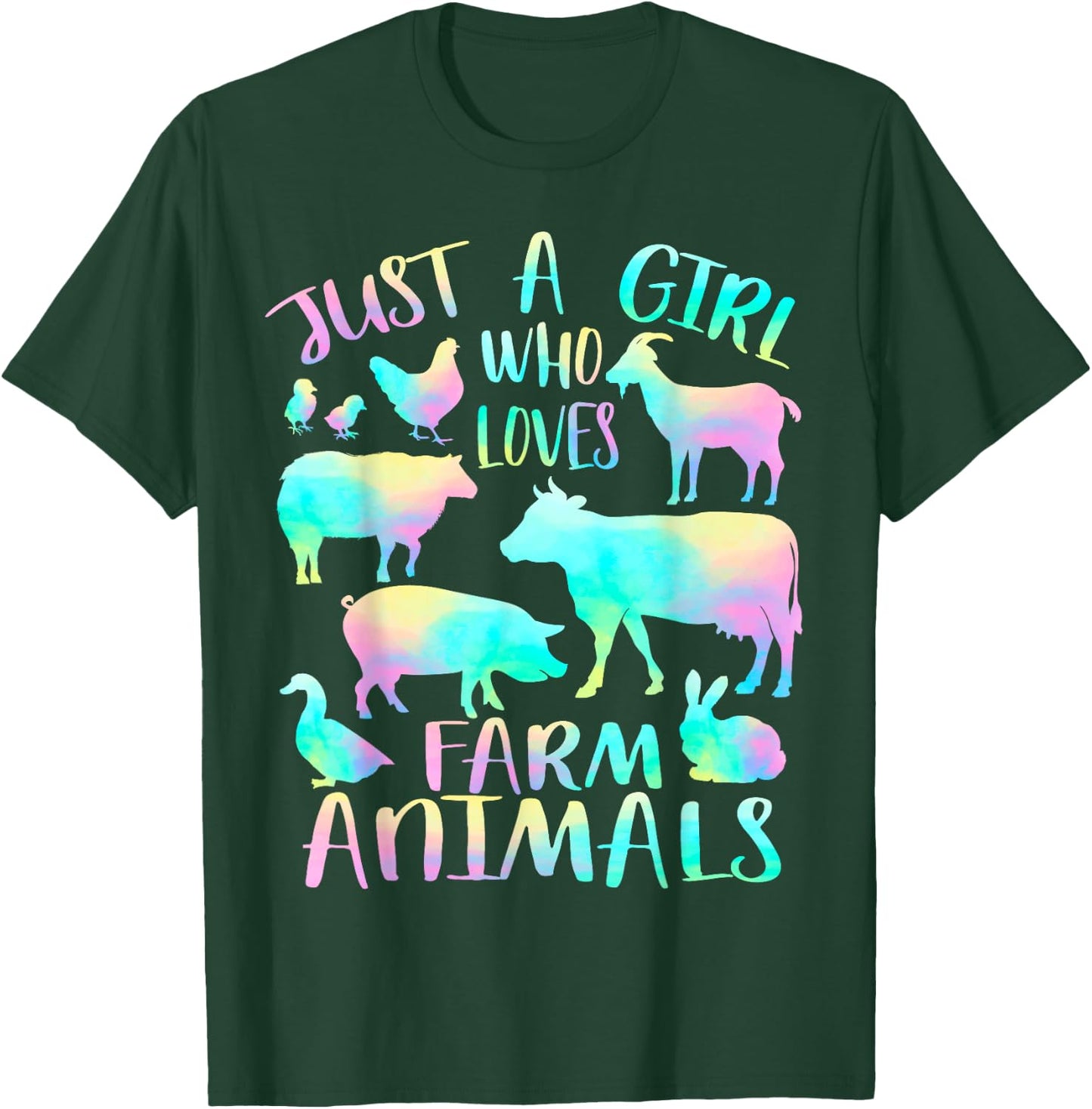 Just a Girl Who Loves Farm Animals - Cows Pigs Goats Lover T-Shirt - T-Shirt | Forest