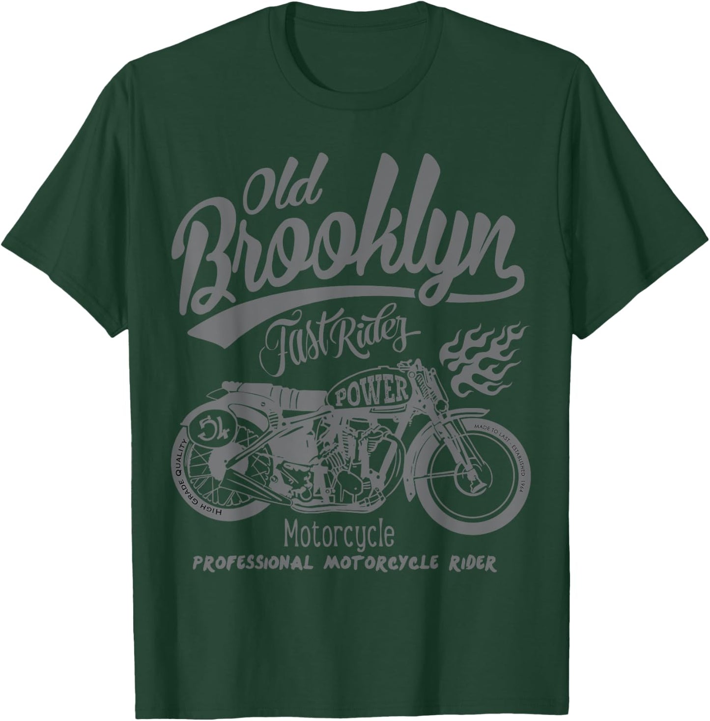 Fast Rider Old Brooklyn Speed Motorcycle Racing Vintage Logo T-Shirt - T-Shirt | Forest