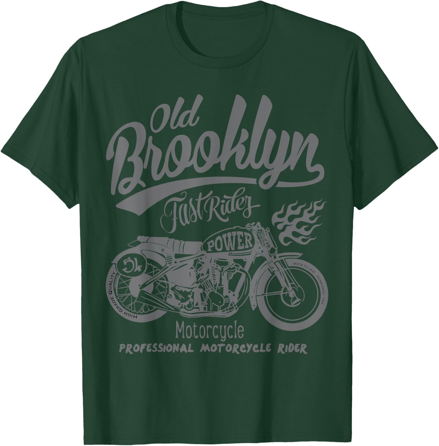 Fast Rider Old Brooklyn Speed Motorcycle Racing Vintage Logo T-Shirt - T-Shirt | Forest