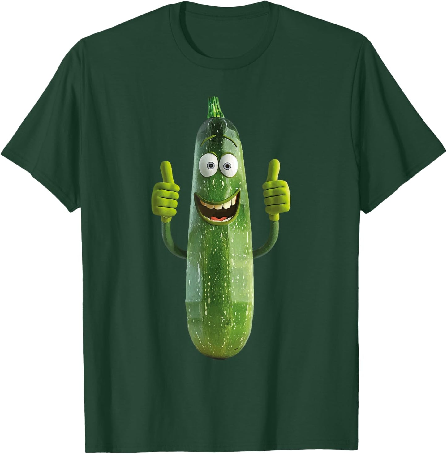 Zucchini Fruit Vegetables Design Zucchini - -Adults, Kids - Black - Cotton 60%, Polyester 40% - Short Sleeve - U-Neck - Small - Classic Fit - Imported T-Shirt - T-Shirt | Forest
