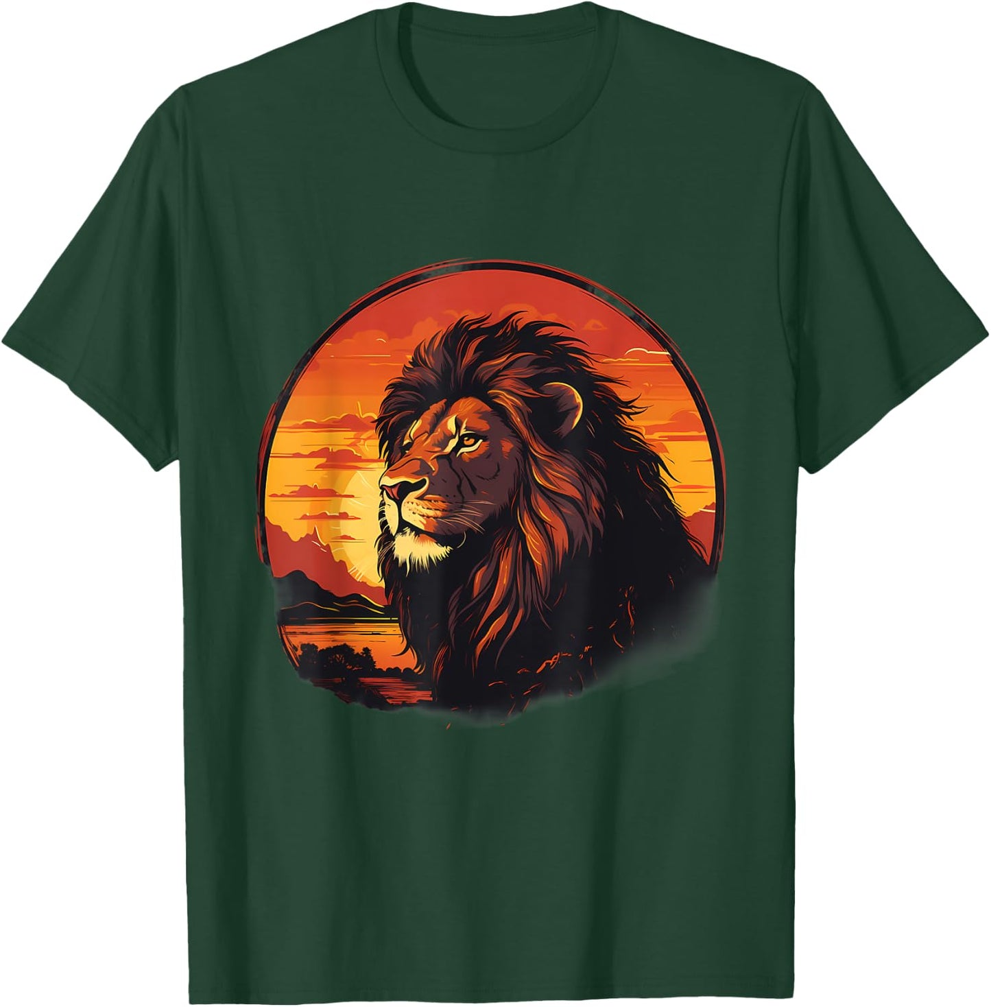 Lion Wildlife Safari African Animal Lovers Savanna Sunset T-Shirt - T-Shirt | Forest
