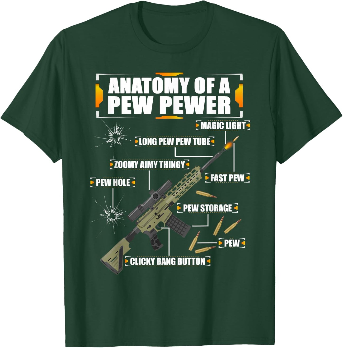 Anatomy of a Pew Pewer Machine Gun Weapons Saying T-Shirt - T-Shirt | Forest