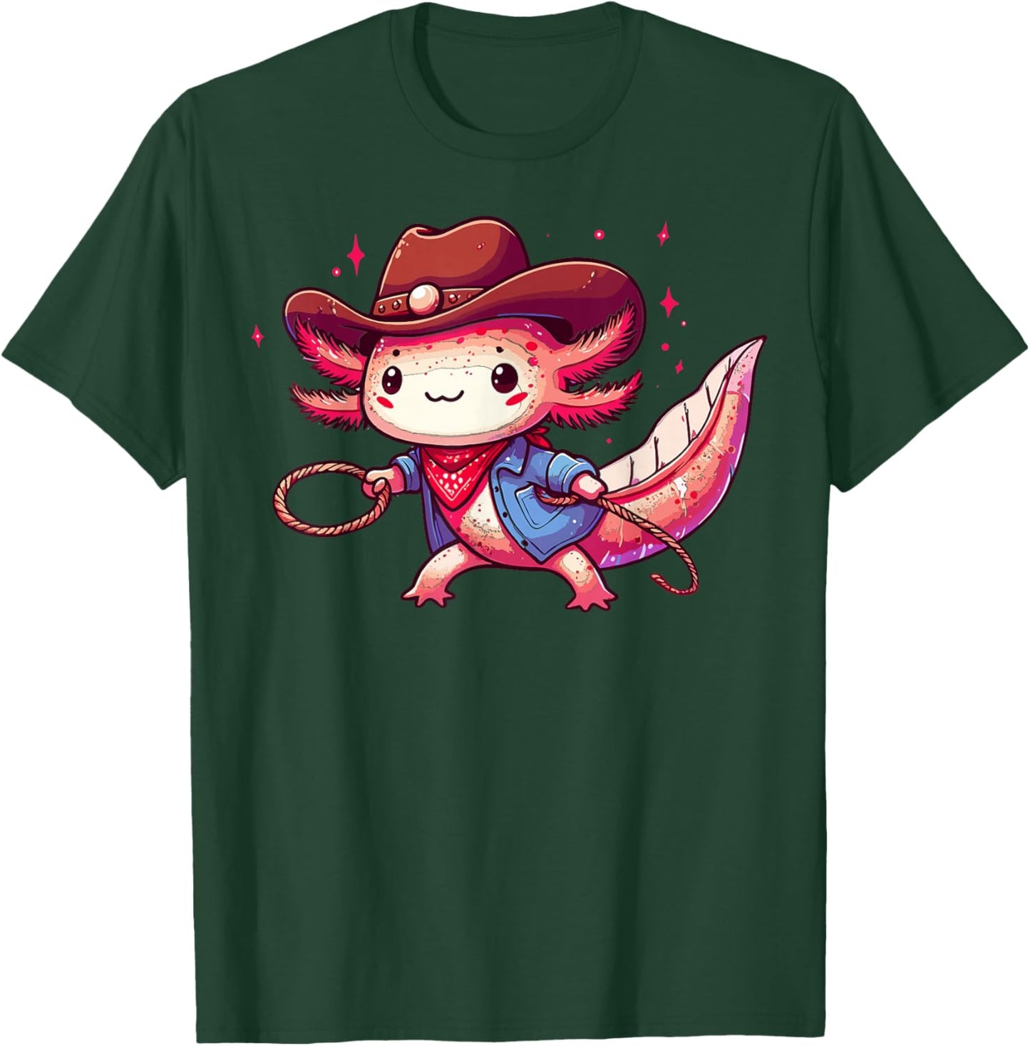Western Rodeo Cowboy Hat Axolotl Texas Animals T-Shirt - T-Shirt | Forest