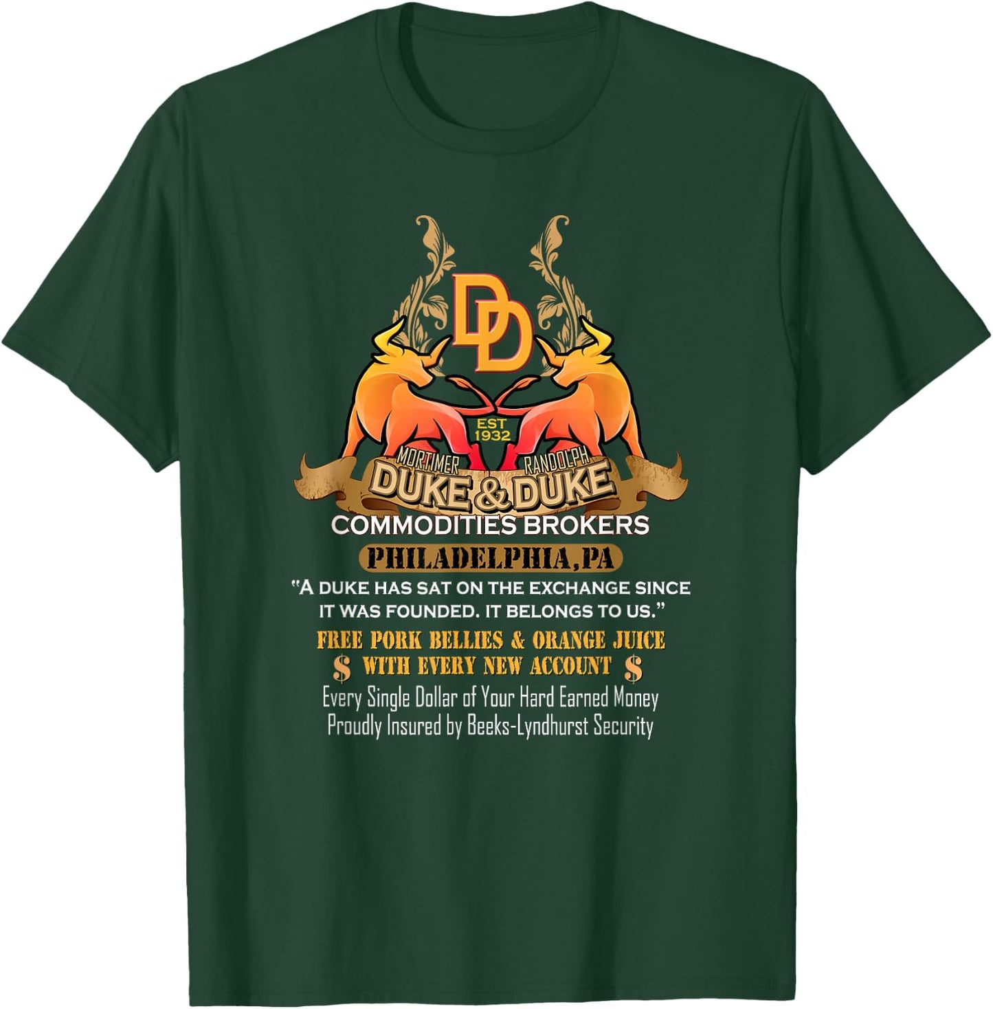 Duke & Duke Commodities Broker Trading Funny Places Gift T-Shirt - T-Shirt | Forest