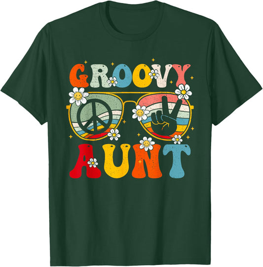 Groovy Aunt Retro Matching Family Colorful 60s 70s Auntie T-Shirt - T-Shirt | Forest