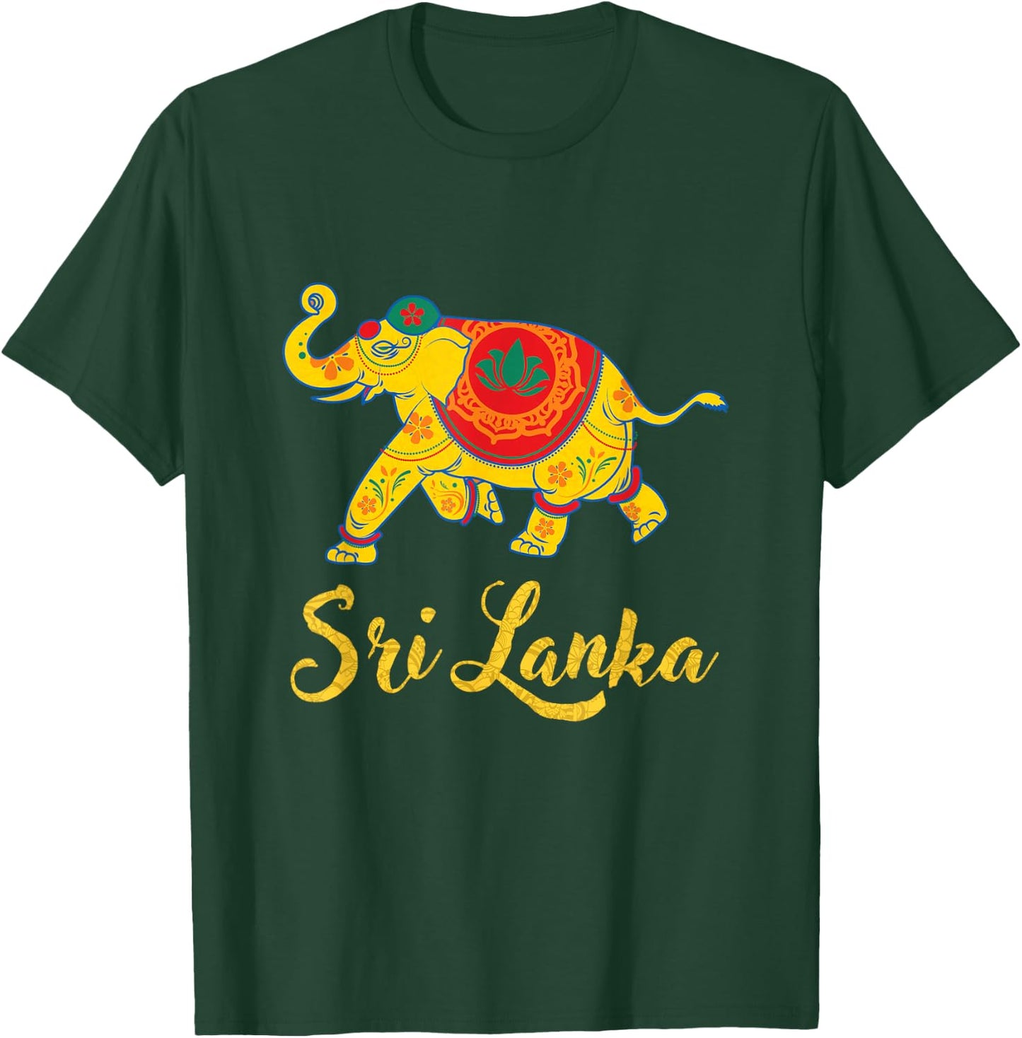 Sri Lankan Elephant Asian Mandala Yantra T-Shirt - T-Shirt | Forest