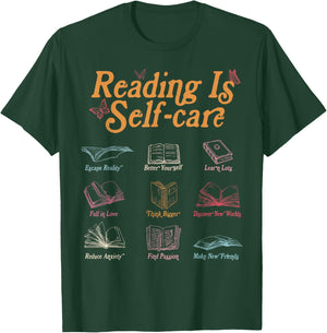 Reading is Self Care Mental Health Read More Book T-Shirt - T-Shirt | Forest