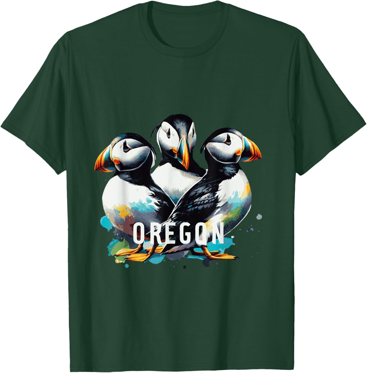 Oregon Puffins Cute birds water color T-Shirt - T-Shirt | Forest