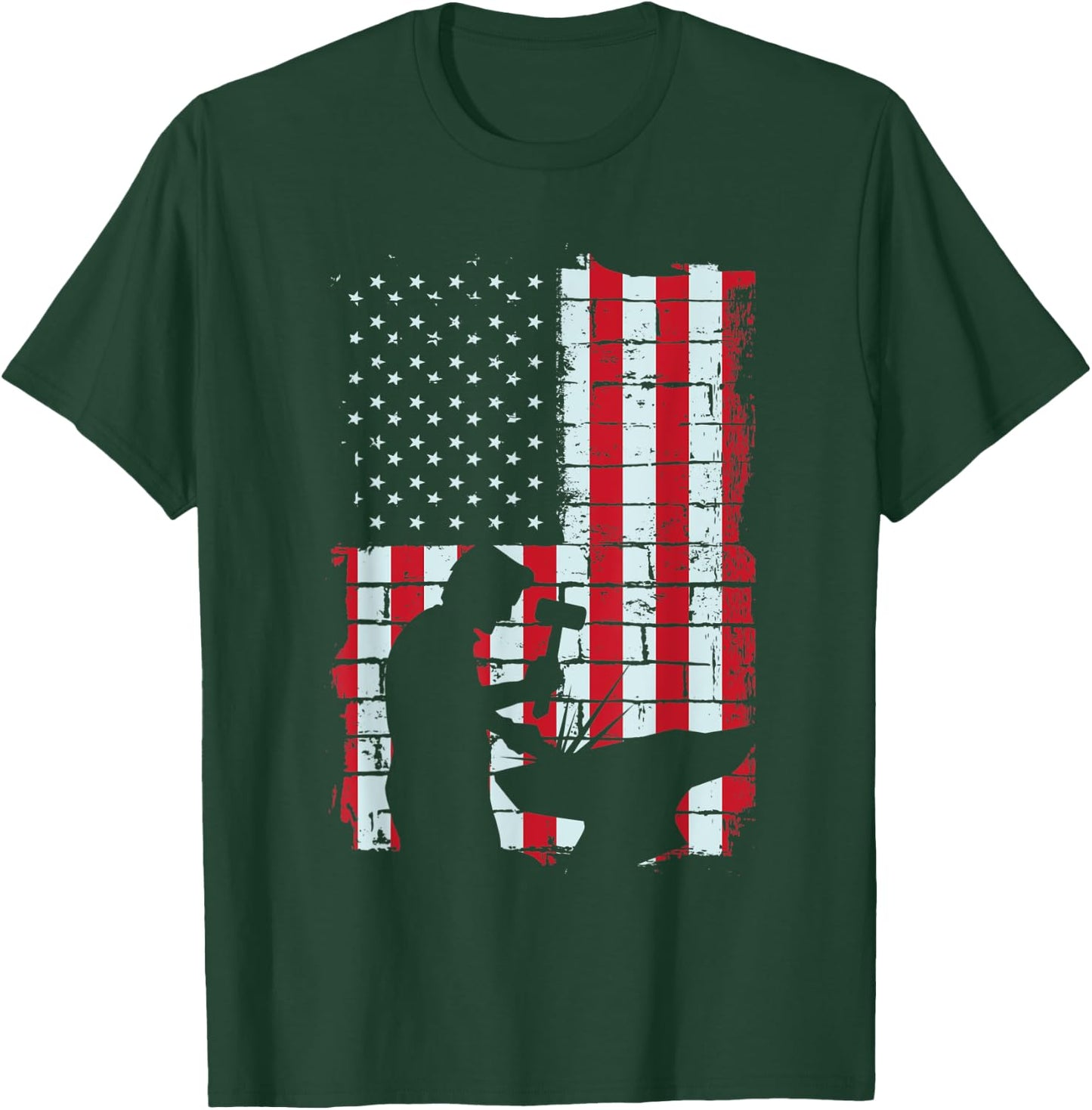 American Flag Blacksmith Gift | Metalsmith Farrier Craftsman T-Shirt - T-Shirt | Forest