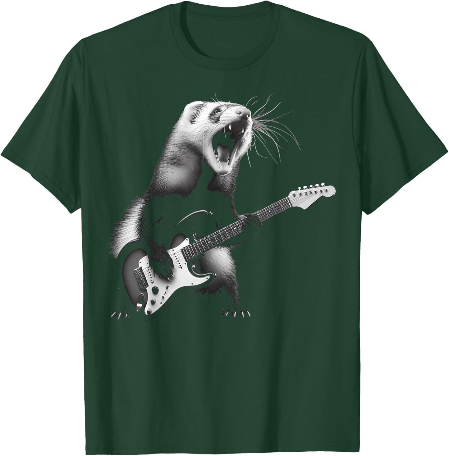Ferret Playing Guitar Rock and Roll Rock Star Men Women Kids T-Shirt - T-Shirt | Forest