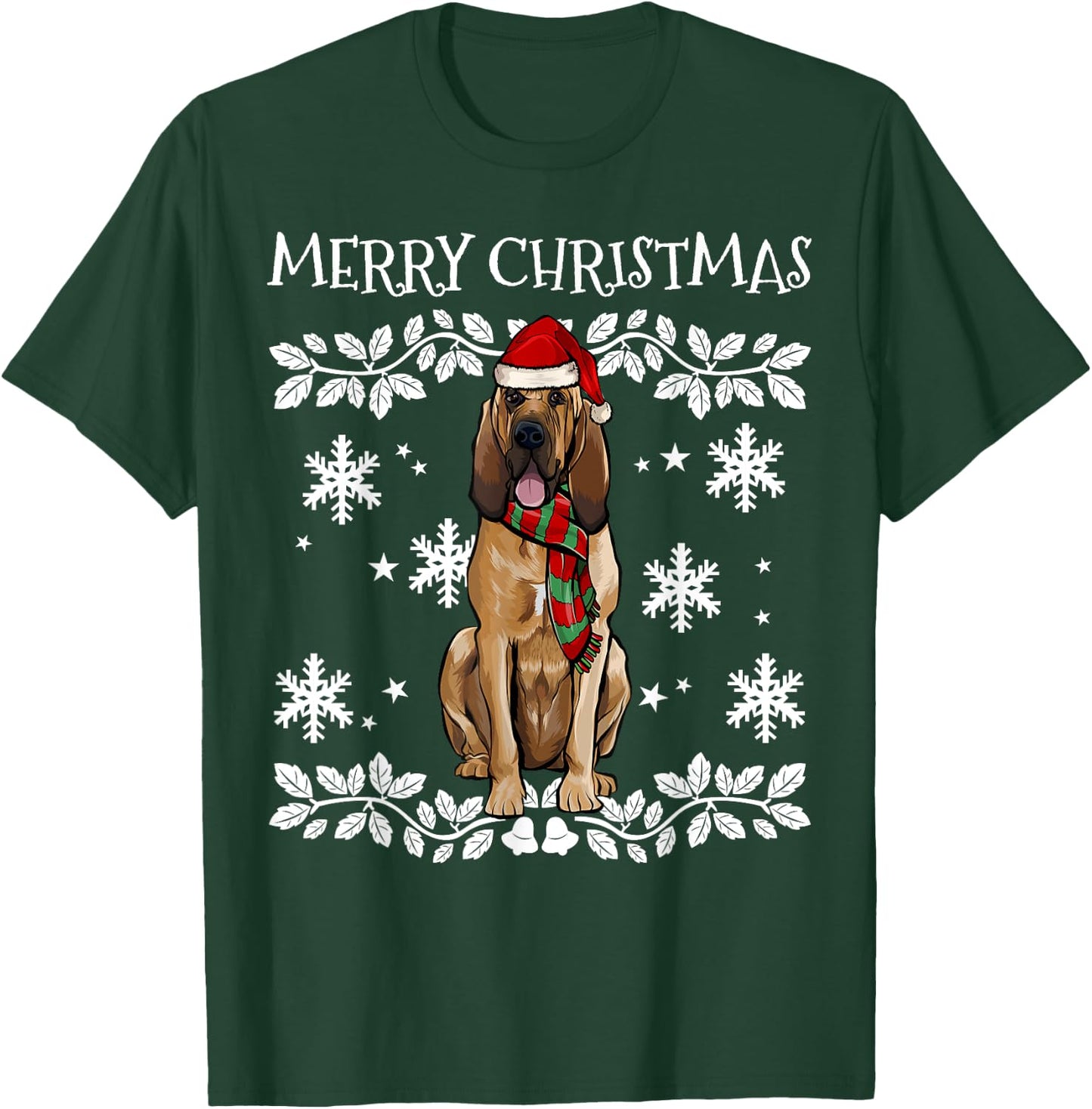 Merry Christmas Ornament Bloodhound Xmas Santa T-Shirt - T-Shirt | Forest