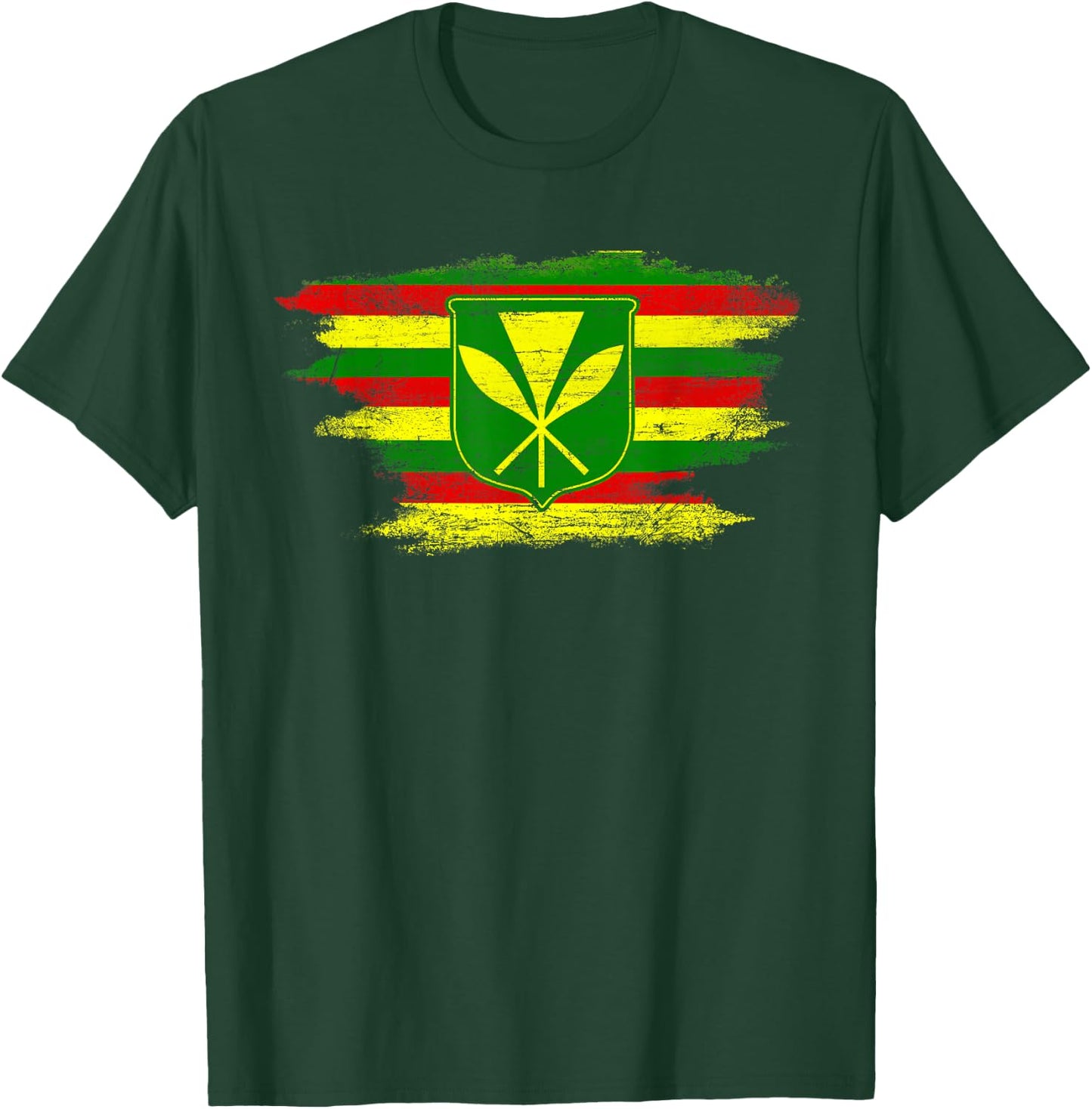 Kanaka Maoli Hawaiian Flag Pride Distressed Sovereign Gifts T-Shirt - T-Shirt | Forest