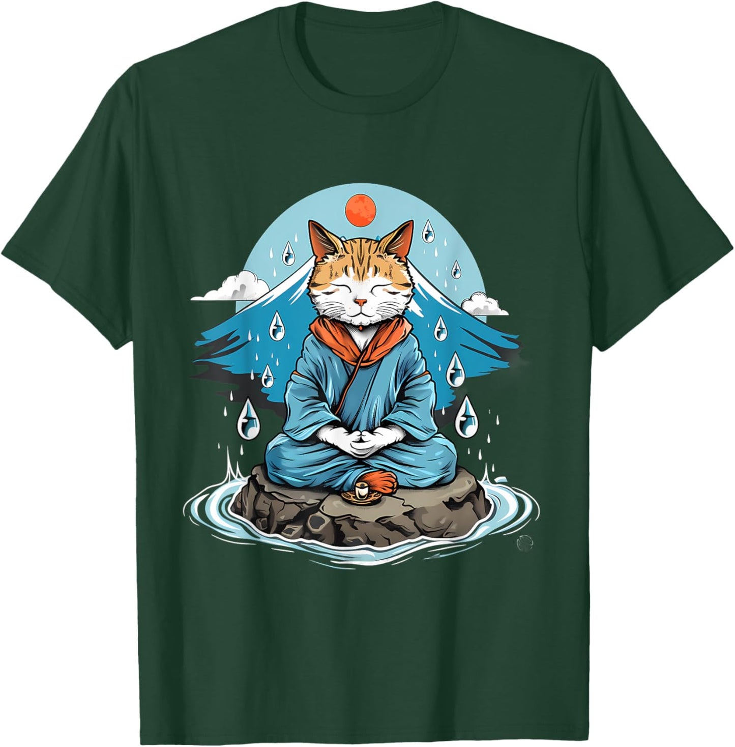 Cat Meditation Buddhist Zen Buddha Hindu Mountain Yoga Men Women Kids T-Shirt - T-Shirt | Forest