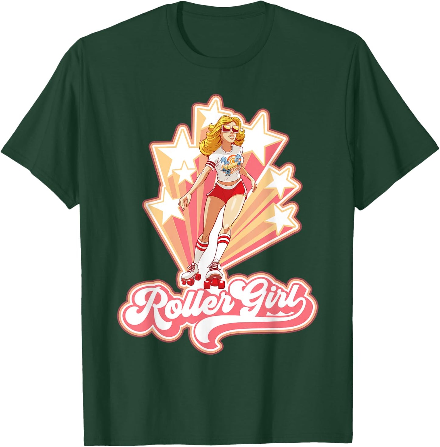 Roller Girl - Retro Roller Skate 70s 80s T-Shirt - T-Shirt | Forest