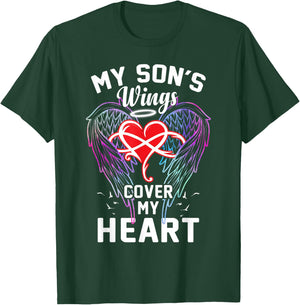My Son Is Wings Cover My Heart Father Mother Dad Mom Family T-Shirt - T-Shirt | Forest
