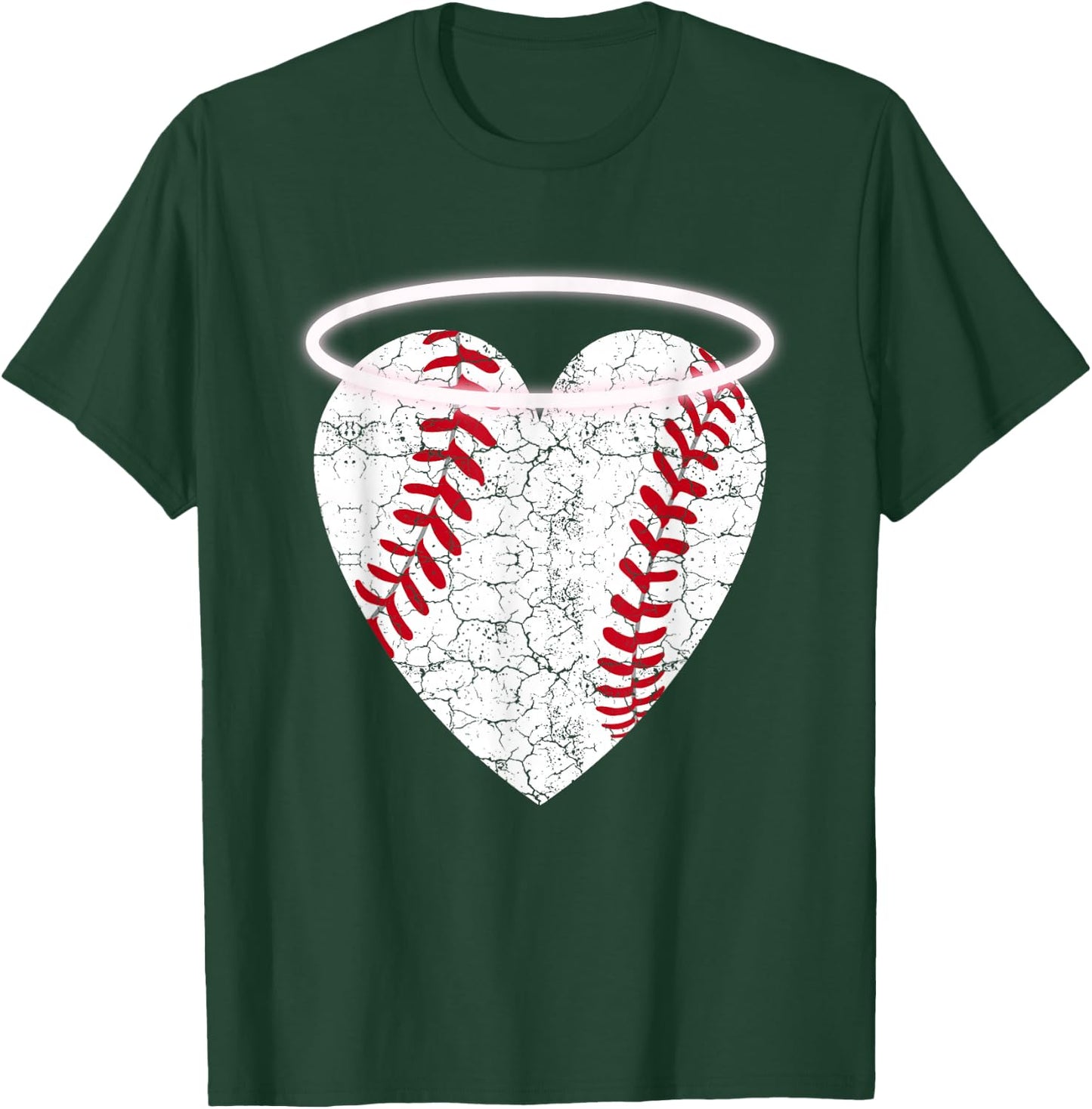 Vintage Angel Baseball Heart with Halo T-Shirt - T-Shirt | Forest