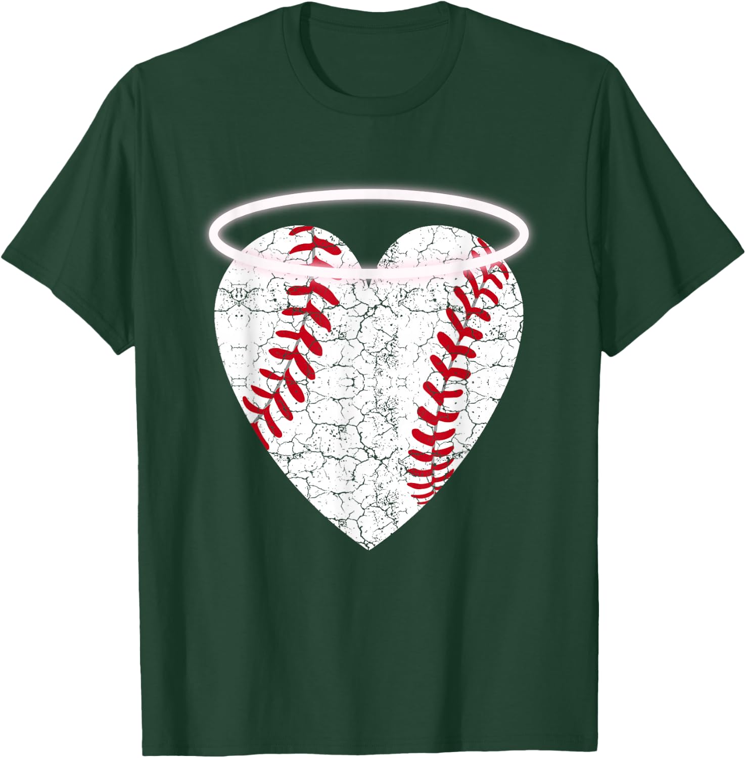 Vintage Angel Baseball Heart with Halo T-Shirt - T-Shirt | Forest