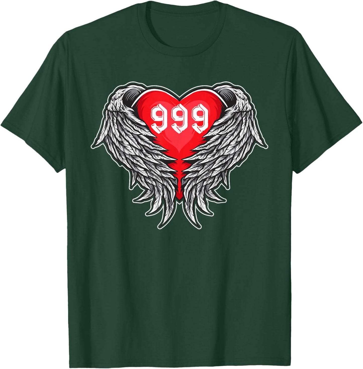 Angel Number 999 with Heart and Wings of Angel Small T-Shirt - T-Shirt | Forest