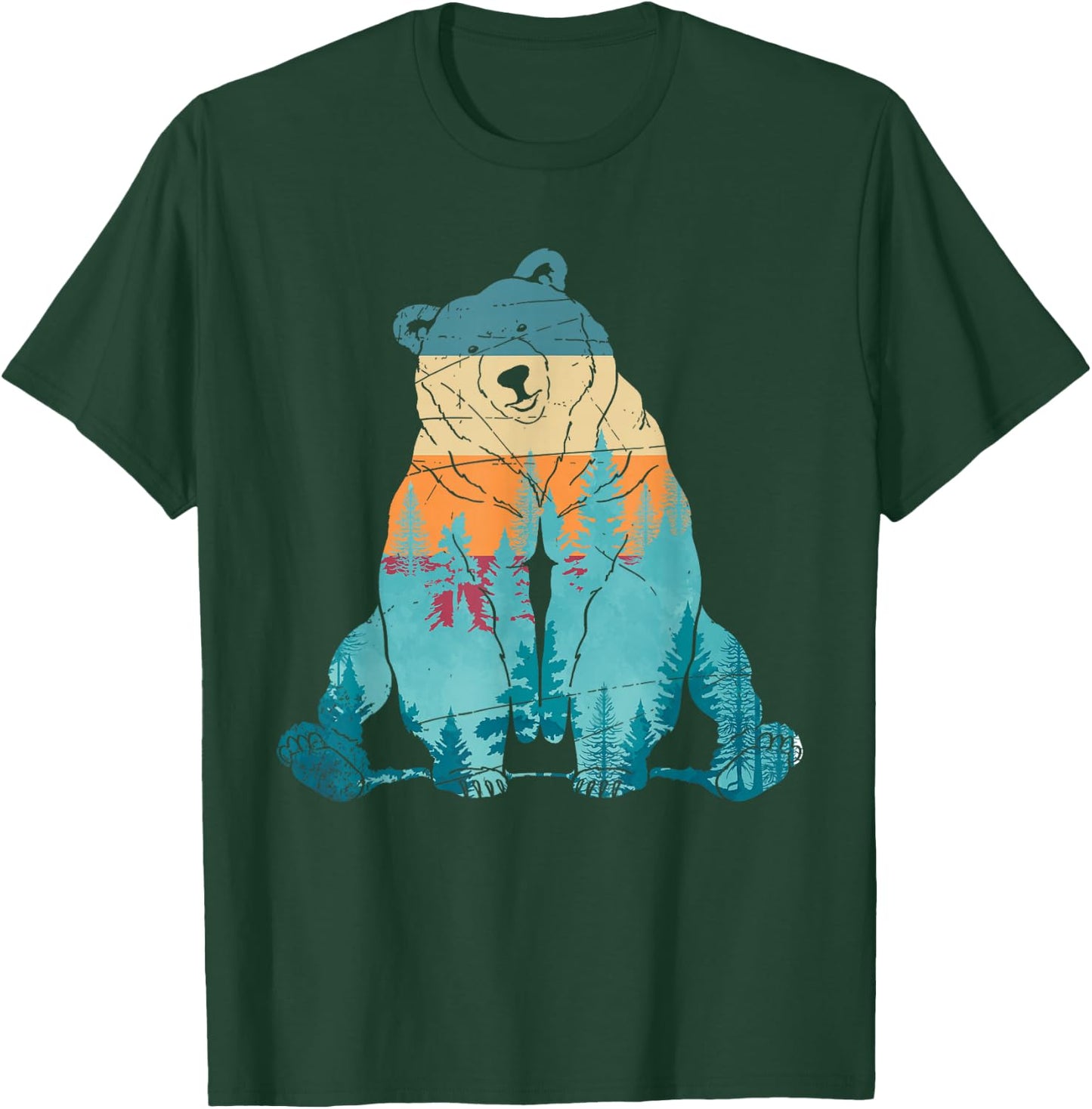 Grizzly Bear Animal of The Forest Nature Brown Bear Retro Brown Bear T-Shirt - T-Shirt | Forest