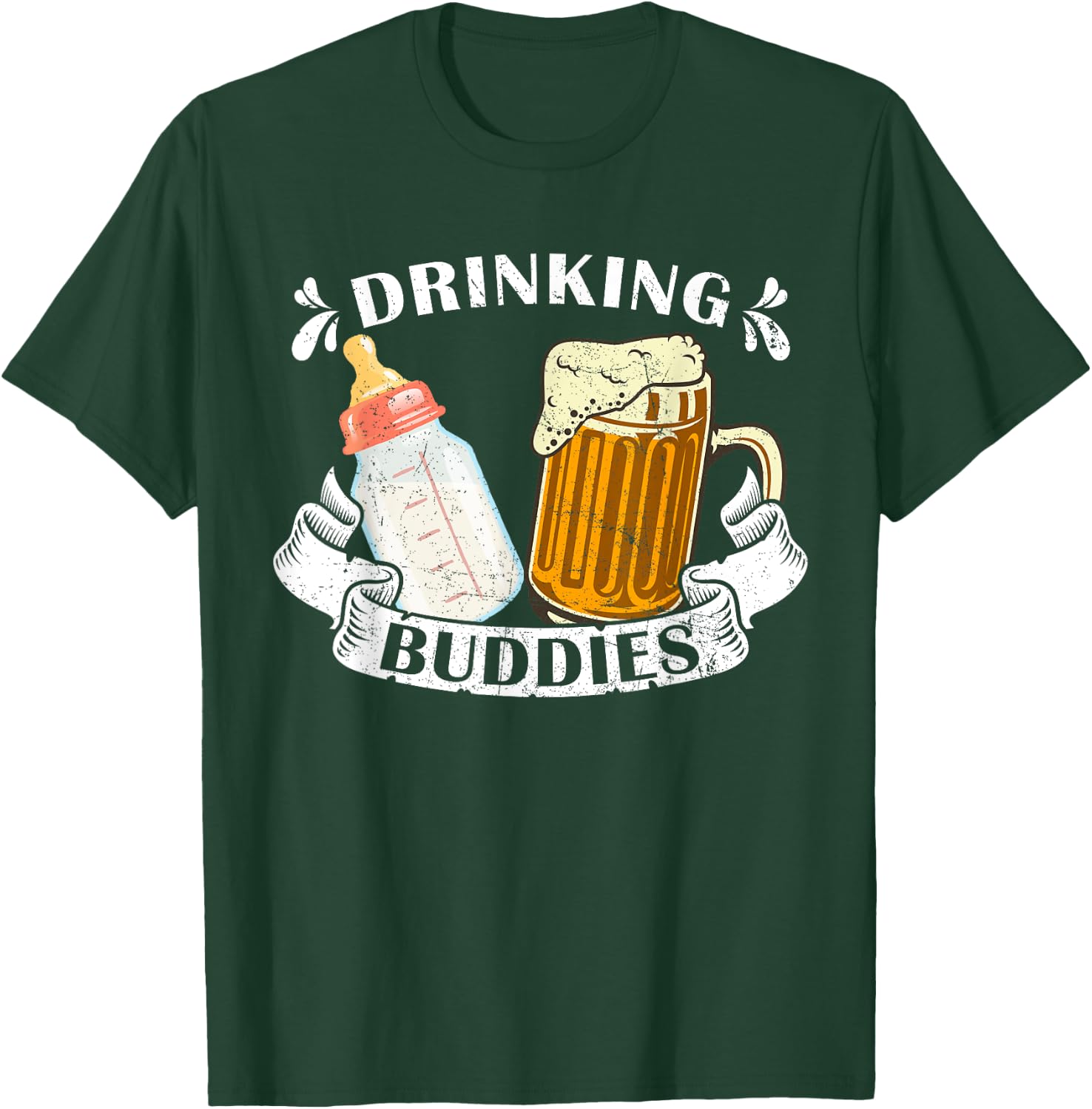 Drinking Buddies Dad And Baby Drinking Team Father's Day T-Shirt - T-Shirt | Forest