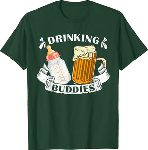 Drinking Buddies Dad And Baby Drinking Team Father's Day T-Shirt - T-Shirt | Forest