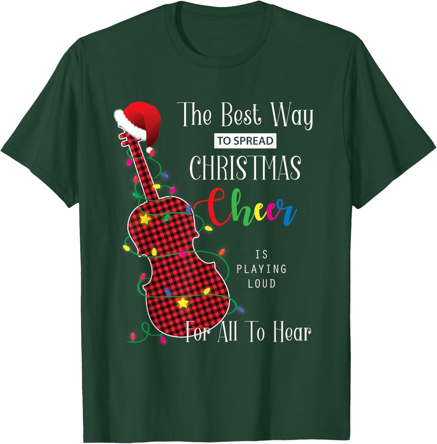 Red Buffalo Plaid Pajama Violin Viola Lover Christmas Lights T-Shirt - T-Shirt | Forest