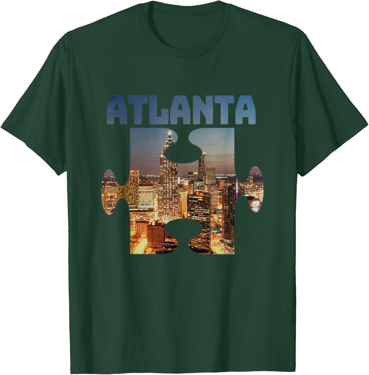 Atlanta Georgia City Skyline Souvenir Puzzle Piece Gift T-Shirt - T-Shirt | Forest
