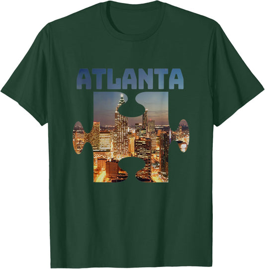 Atlanta Georgia City Skyline Souvenir Puzzle Piece Gift T-Shirt - T-Shirt | Forest