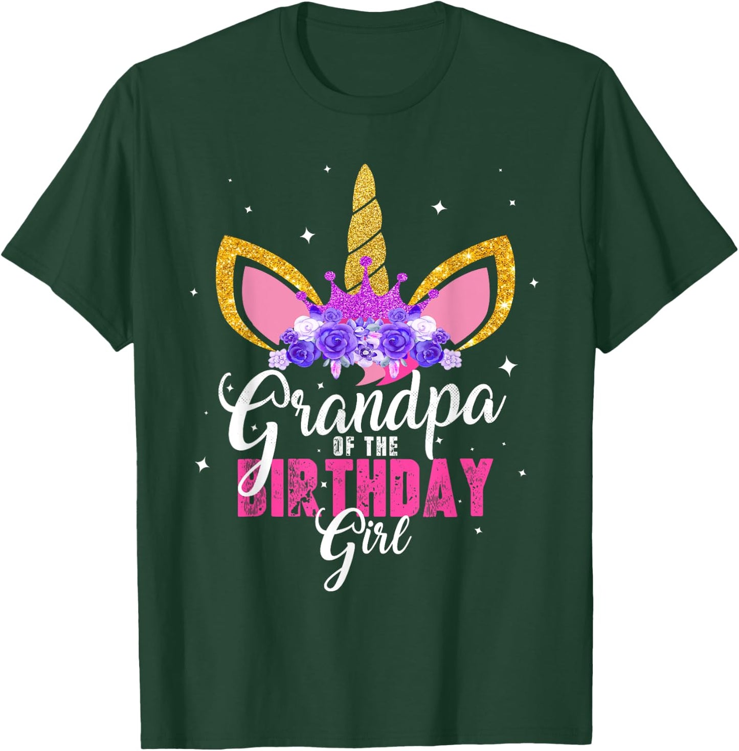 Grandpa Of The Birthday Girl Unicorn Princess Grandfather T-Shirt - T-Shirt | Forest