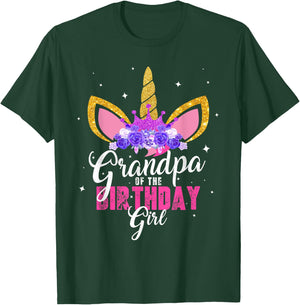 Grandpa Of The Birthday Girl Unicorn Princess Grandfather T-Shirt - T-Shirt | Forest