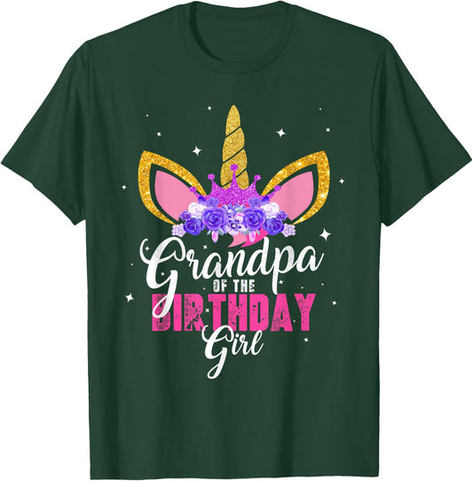 Grandpa Of The Birthday Girl Unicorn Princess Grandfather T-Shirt - T-Shirt | Forest
