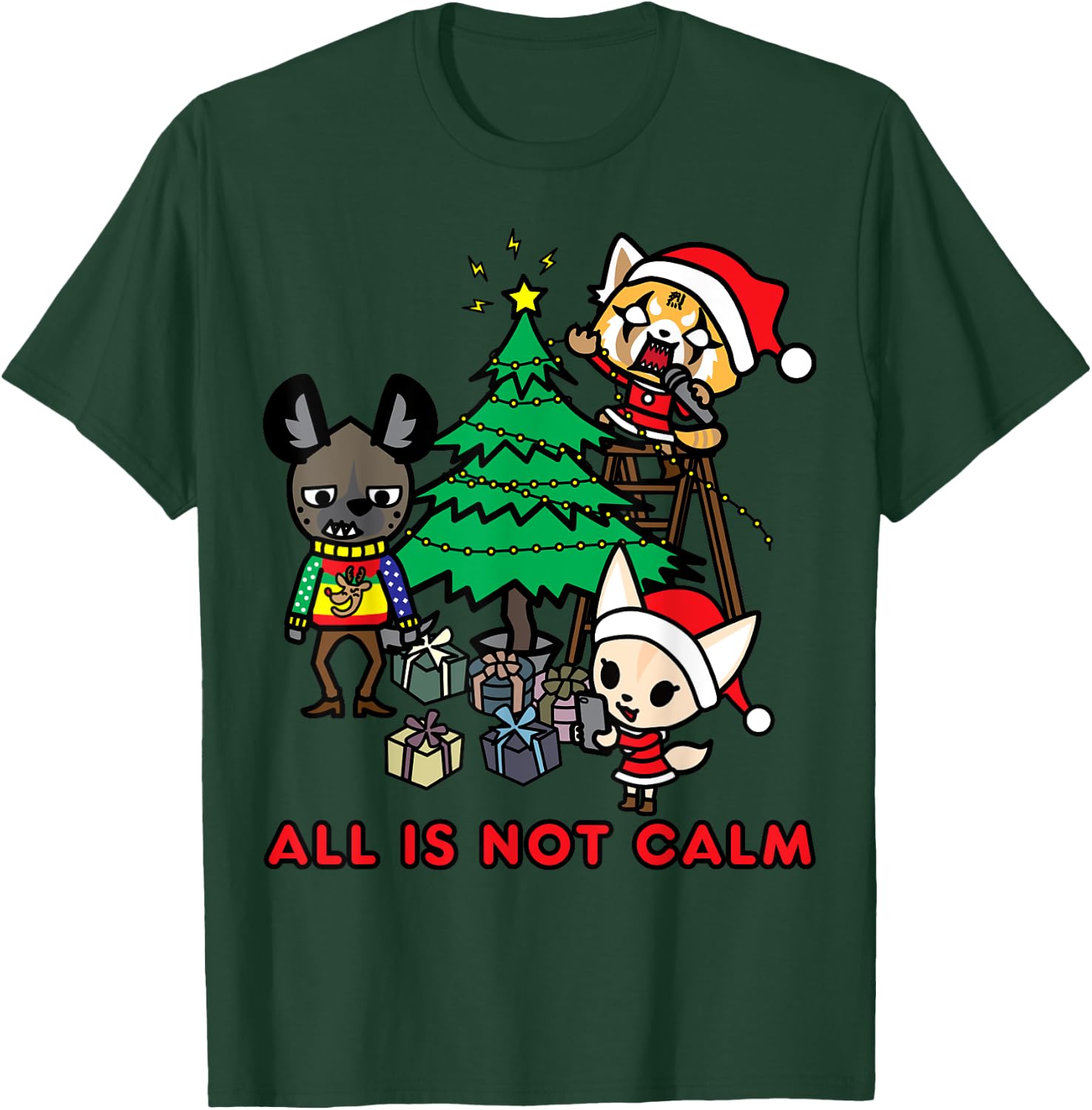Aggretsuko All is Not Calm Christmas T-Shirt - T-Shirt | Forest