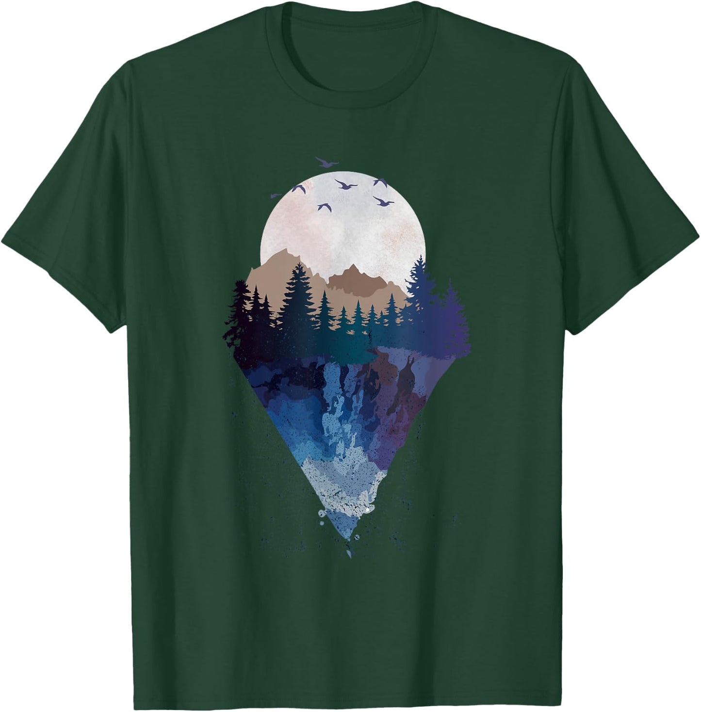 Funny Geometric Mountain Abstract Geometry Outdoor Gifts T-Shirt - T-Shirt | Forest