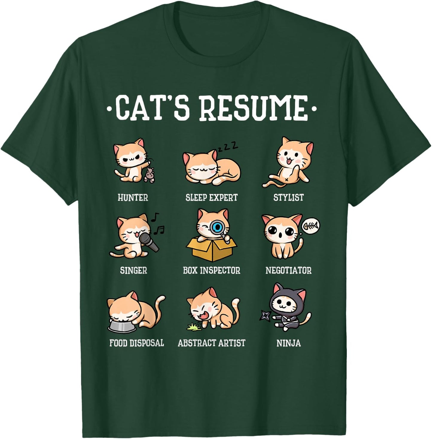 Funny Cat Shirt Cat's Resume Life of A Cat Animal T-Shirt - T-Shirt | Forest
