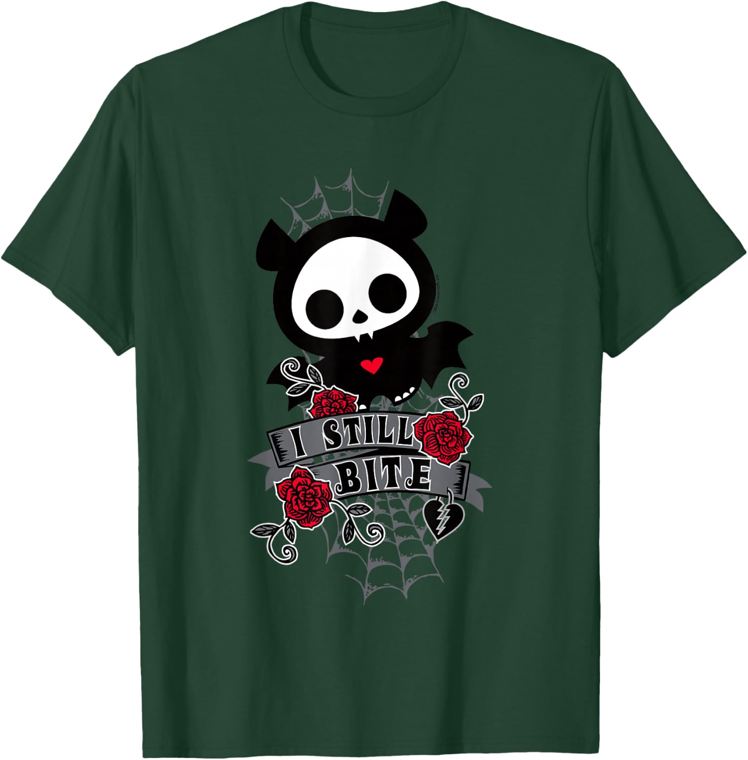 Skelanimals Diego Bat Cute I Still Bite Floral Rose Portrait T-Shirt - T-Shirt | Forest
