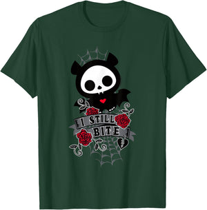 Skelanimals Diego Bat Cute I Still Bite Floral Rose Portrait T-Shirt - T-Shirt | Forest