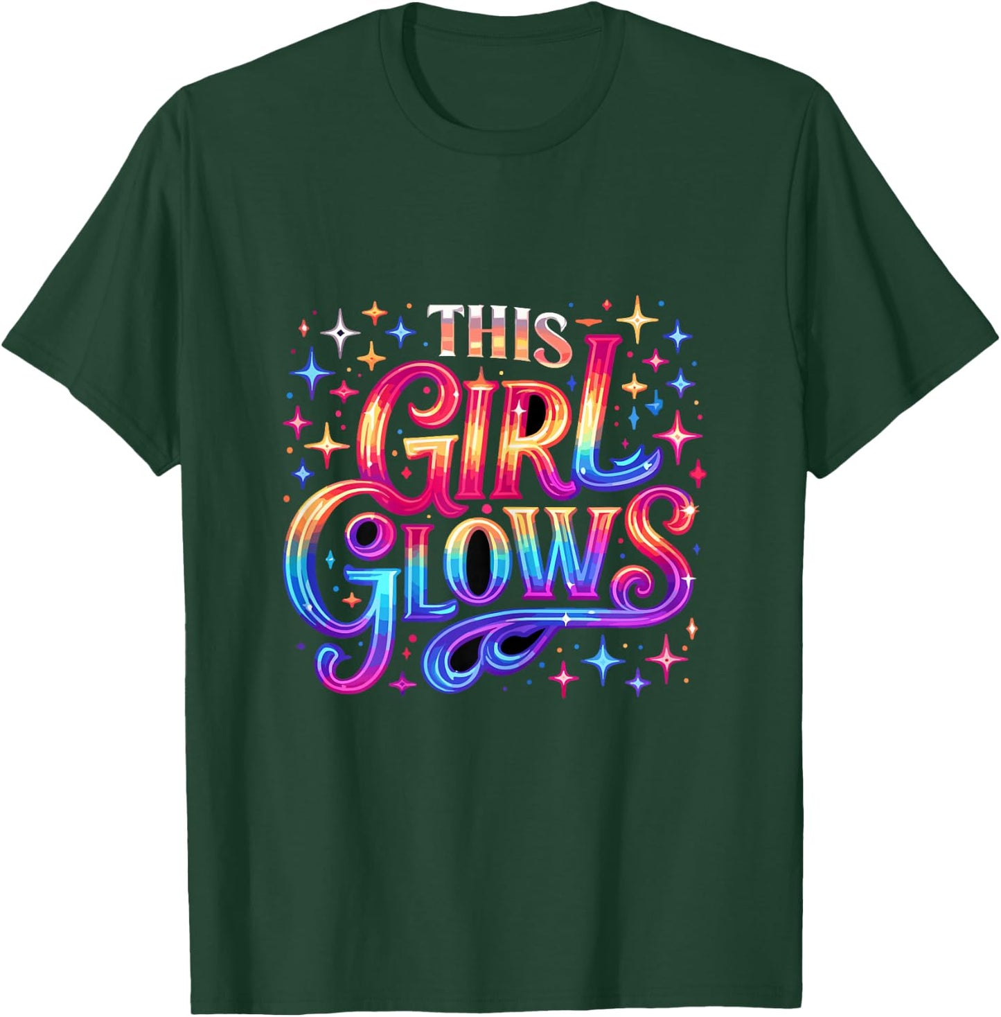 This Girl Glows 80s 90s Party T-Shirt - T-Shirt | Forest