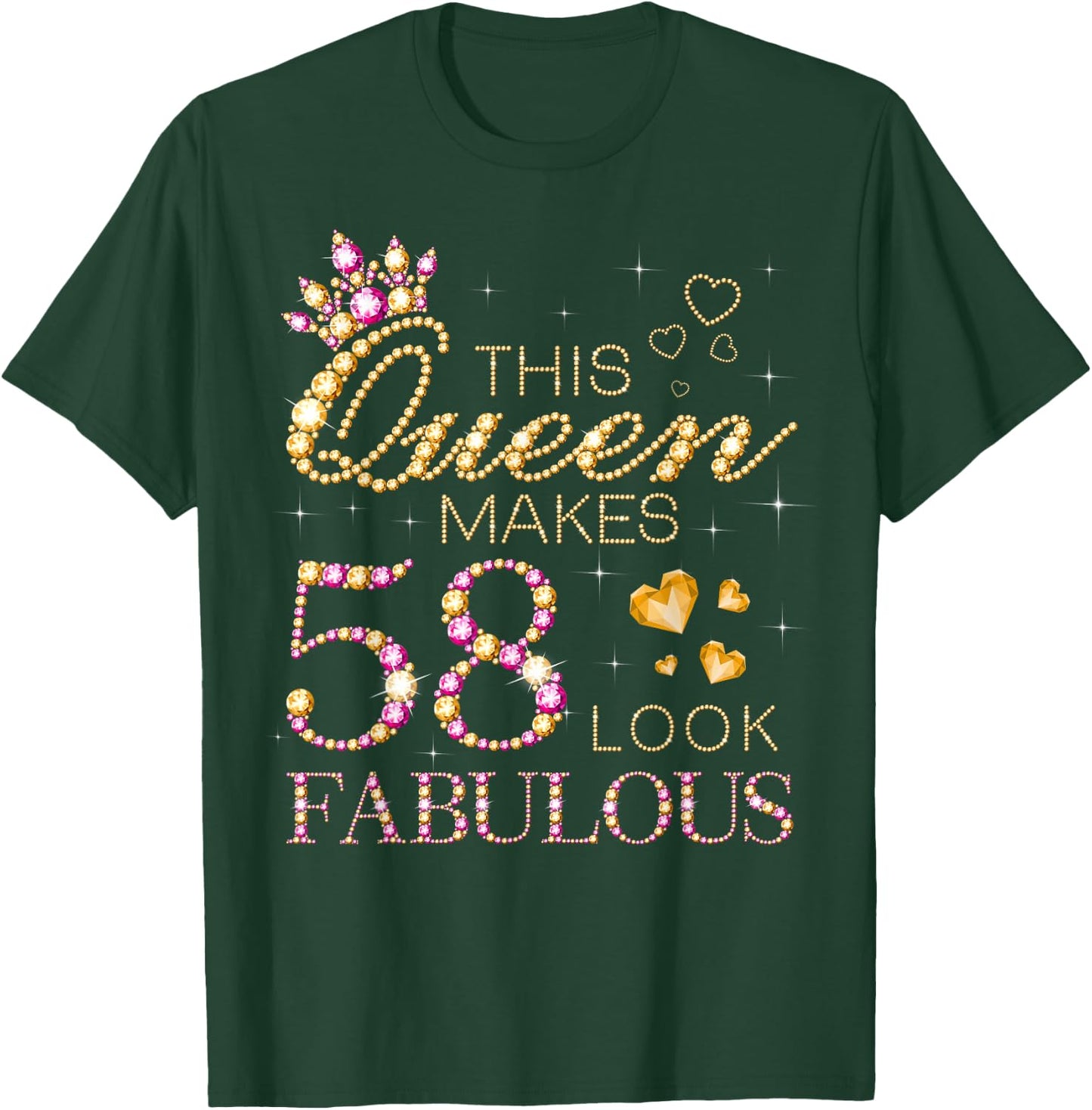 This Queen Makes 58 Look Fabulous 58th Birthday Queen B-day T-Shirt - T-Shirt | Forest