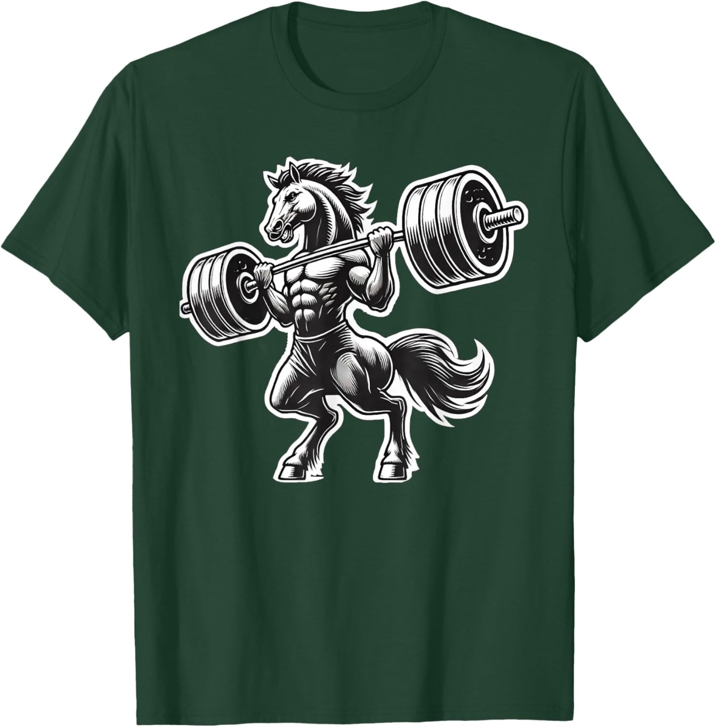 Horse Powerlifting Weightlifting Gym Workout T-Shirt - T-Shirt | Forest