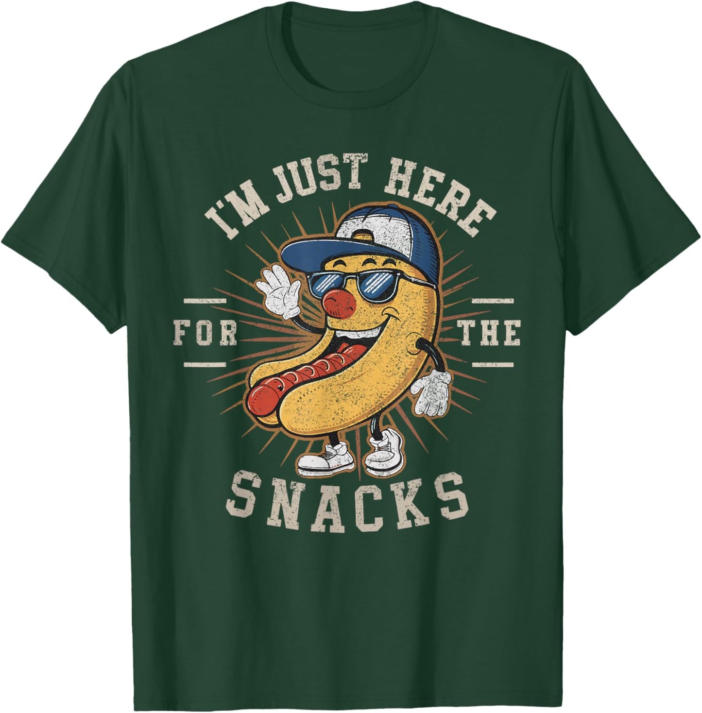 Funny I'm Just Here For The Snacks Football T-Shirt - T-Shirt | Forest