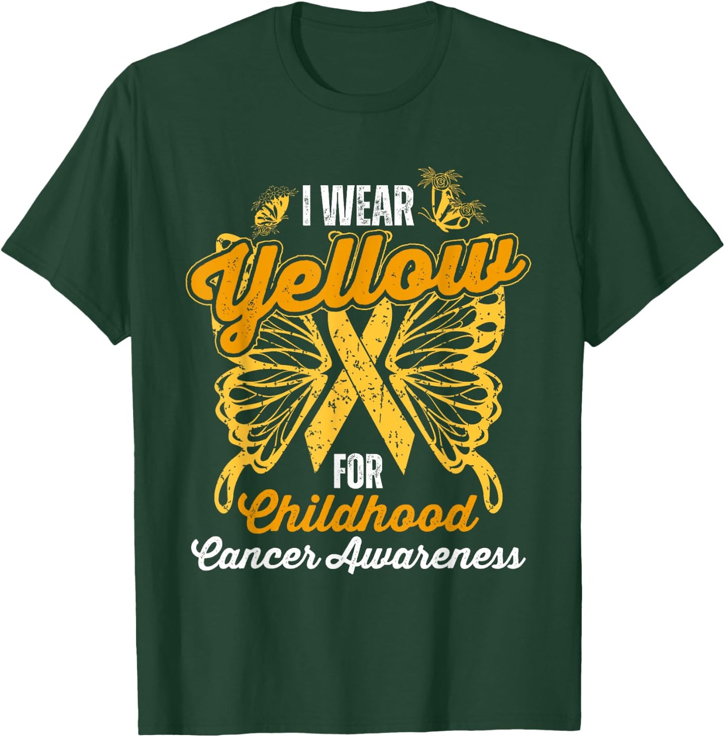 I Wear Yellow For Childhood Cancer Awareness Support T-Shirt - T-Shirt | Forest